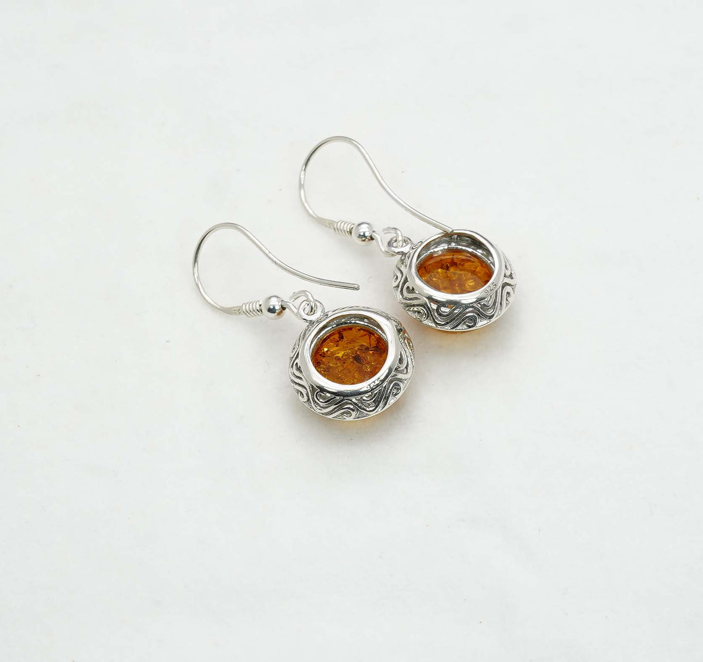 925 Solid Sterling Silver Natural Baltic Amber Hook Earring - 5 Grams