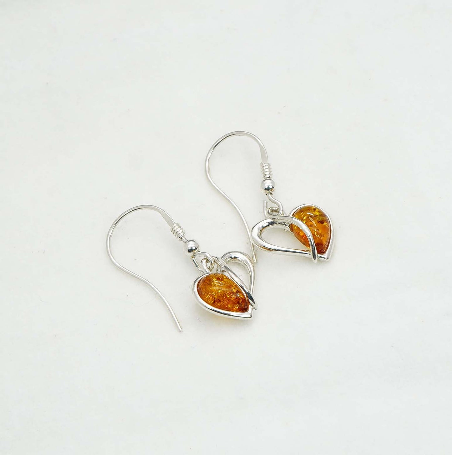 925 Solid Sterling Silver Natural Baltic Amber Hook Earring - 2.7 Grams