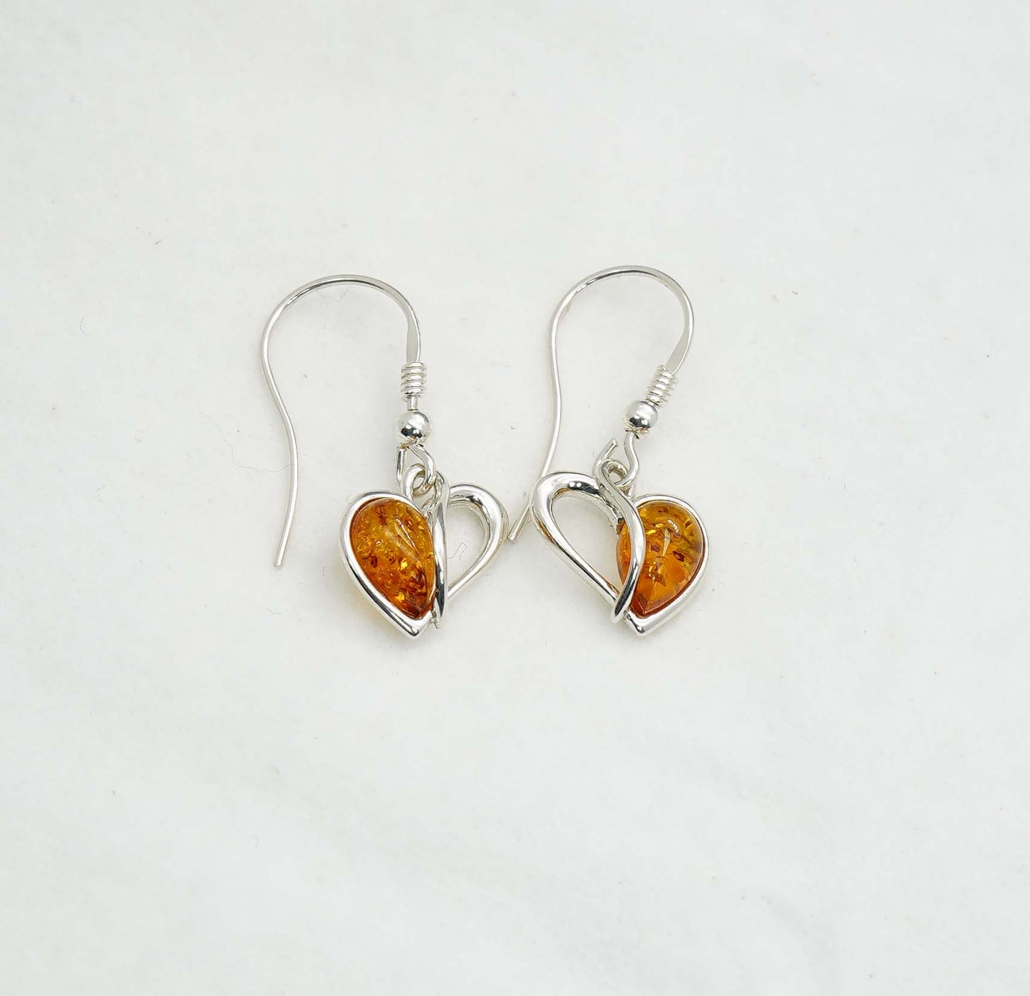 925 Solid Sterling Silver Natural Baltic Amber Hook Earring - 2.7 Grams