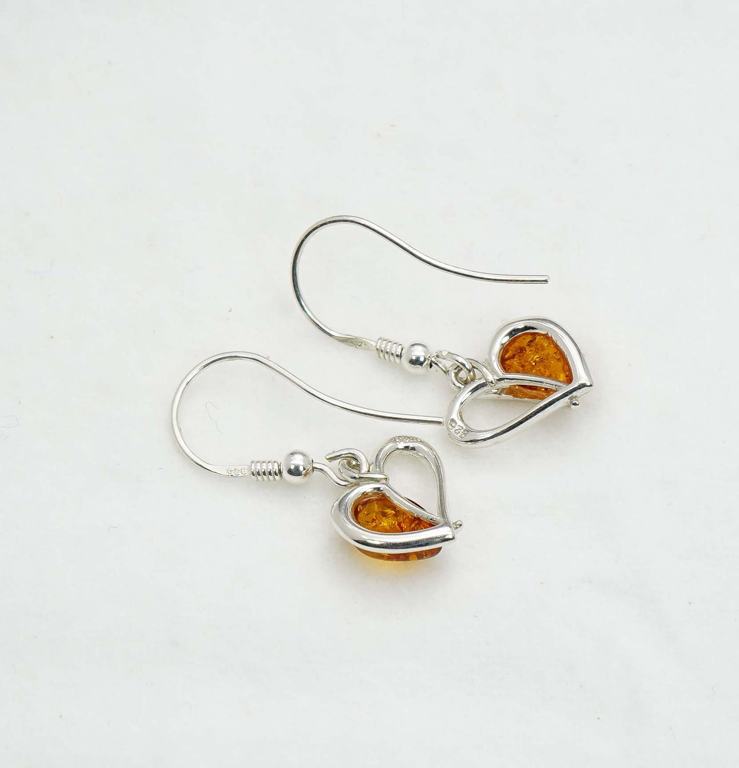 925 Solid Sterling Silver Natural Baltic Amber Hook Earring - 2.7 Grams