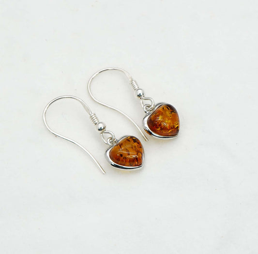 925 Solid Sterling Silver Natural Baltic Amber Hook Earring - 2.1 Grams
