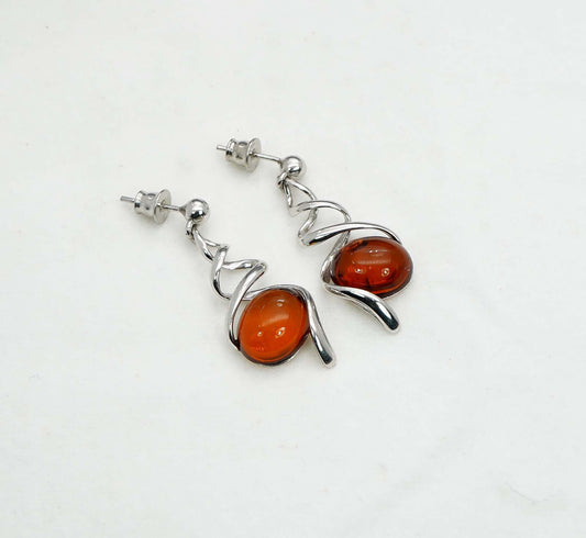 925 Solid Sterling Silver Natural Baltic Amber Hook Earring - 5 Grams