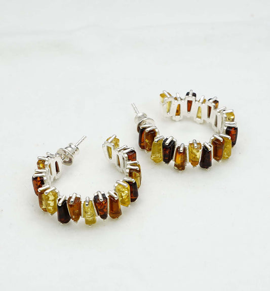 925 Solid Sterling Silver Natural Baltic Amber Hook Earring - 8 Grams