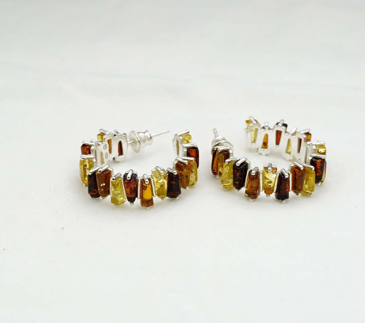 925 Solid Sterling Silver Natural Baltic Amber Hook Earring - 8 Grams
