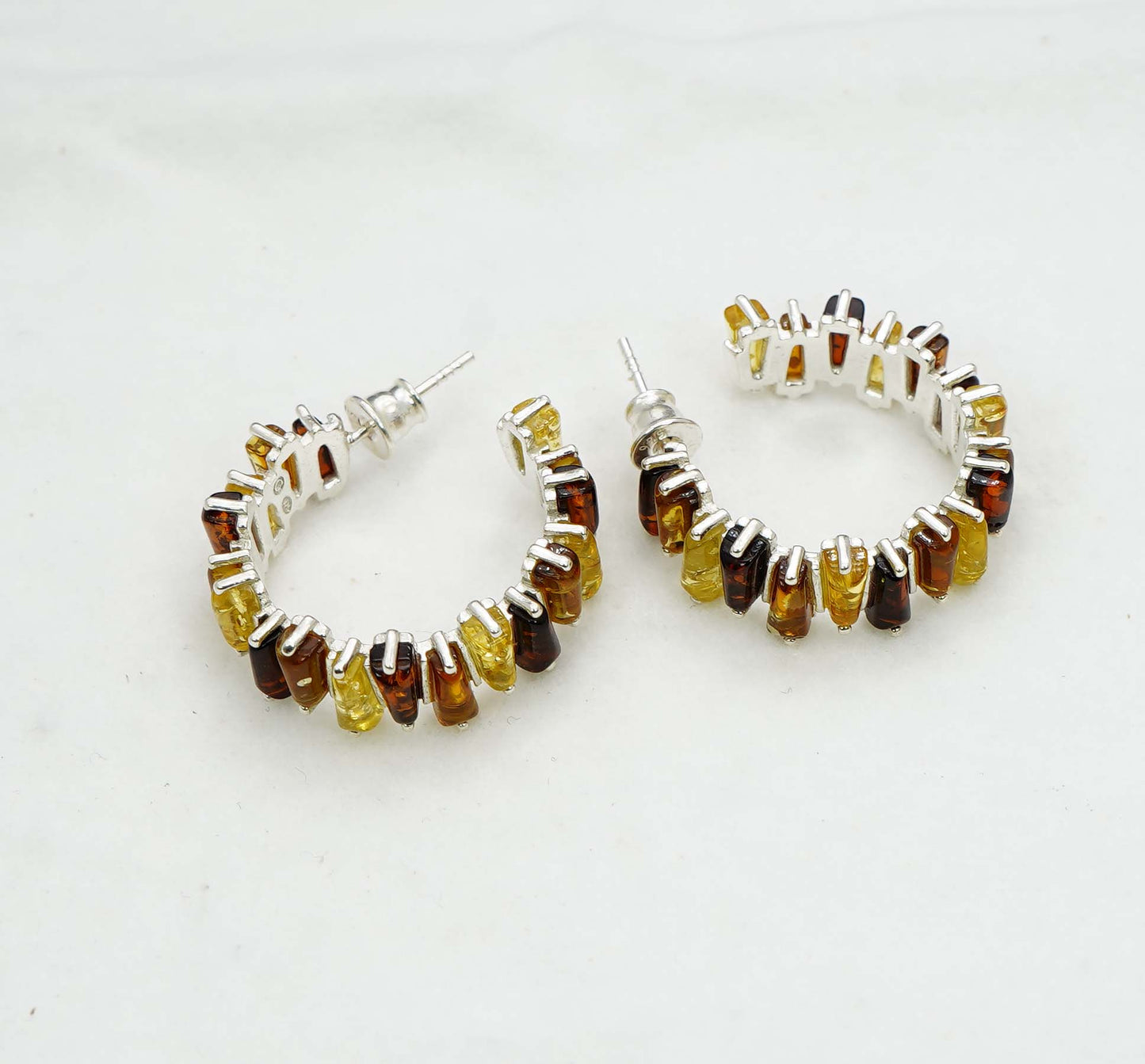 925 Solid Sterling Silver Natural Baltic Amber Hook Earring - 8 Grams
