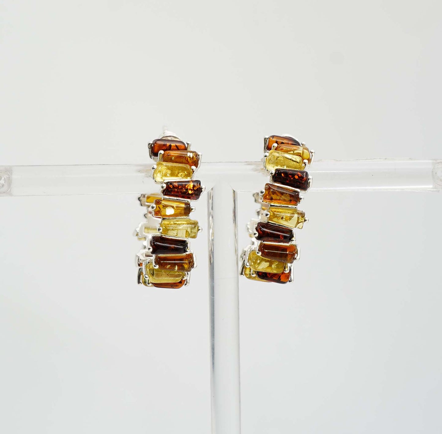 925 Solid Sterling Silver Natural Baltic Amber Hook Earring - 8 Grams