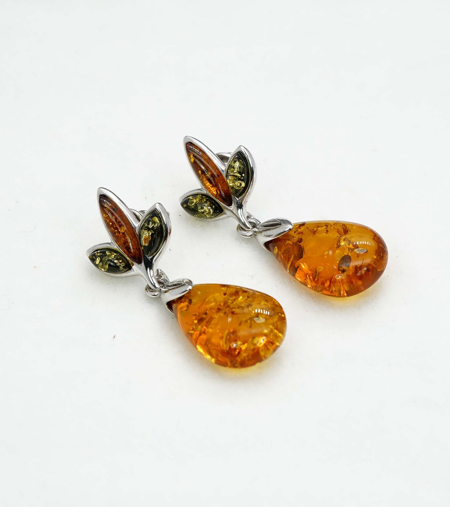 925 Solid Sterling Silver Natural Baltic Amber Hook Earring - 4.5 Grams