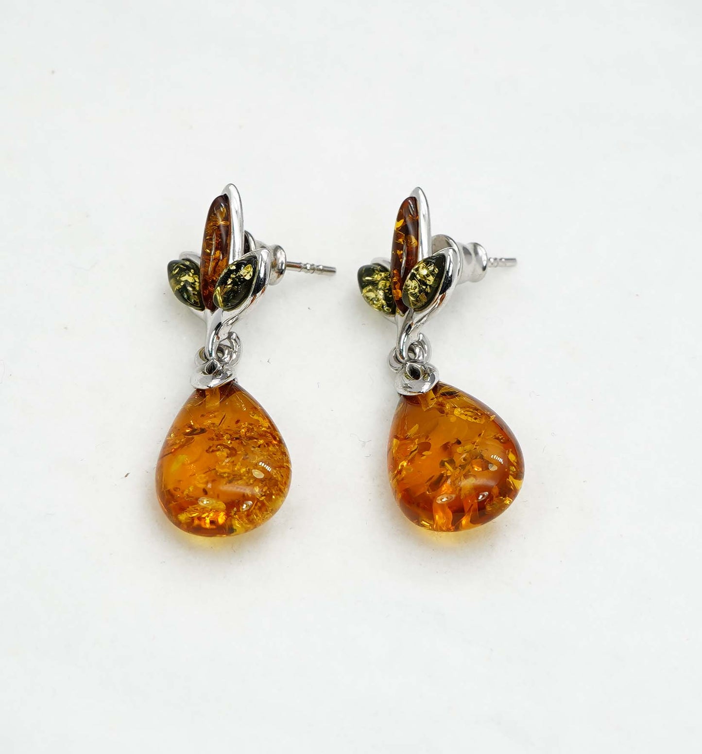 925 Solid Sterling Silver Natural Baltic Amber Hook Earring - 4.5 Grams