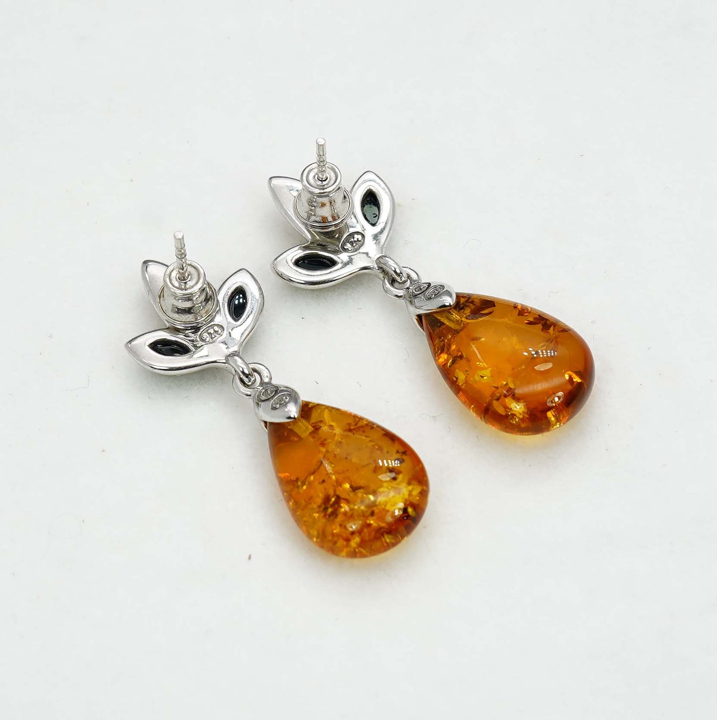 925 Solid Sterling Silver Natural Baltic Amber Hook Earring - 4.5 Grams