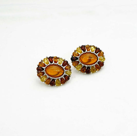 925 Solid Sterling Silver Natural Baltic Amber Hook Earring - 9 Grams