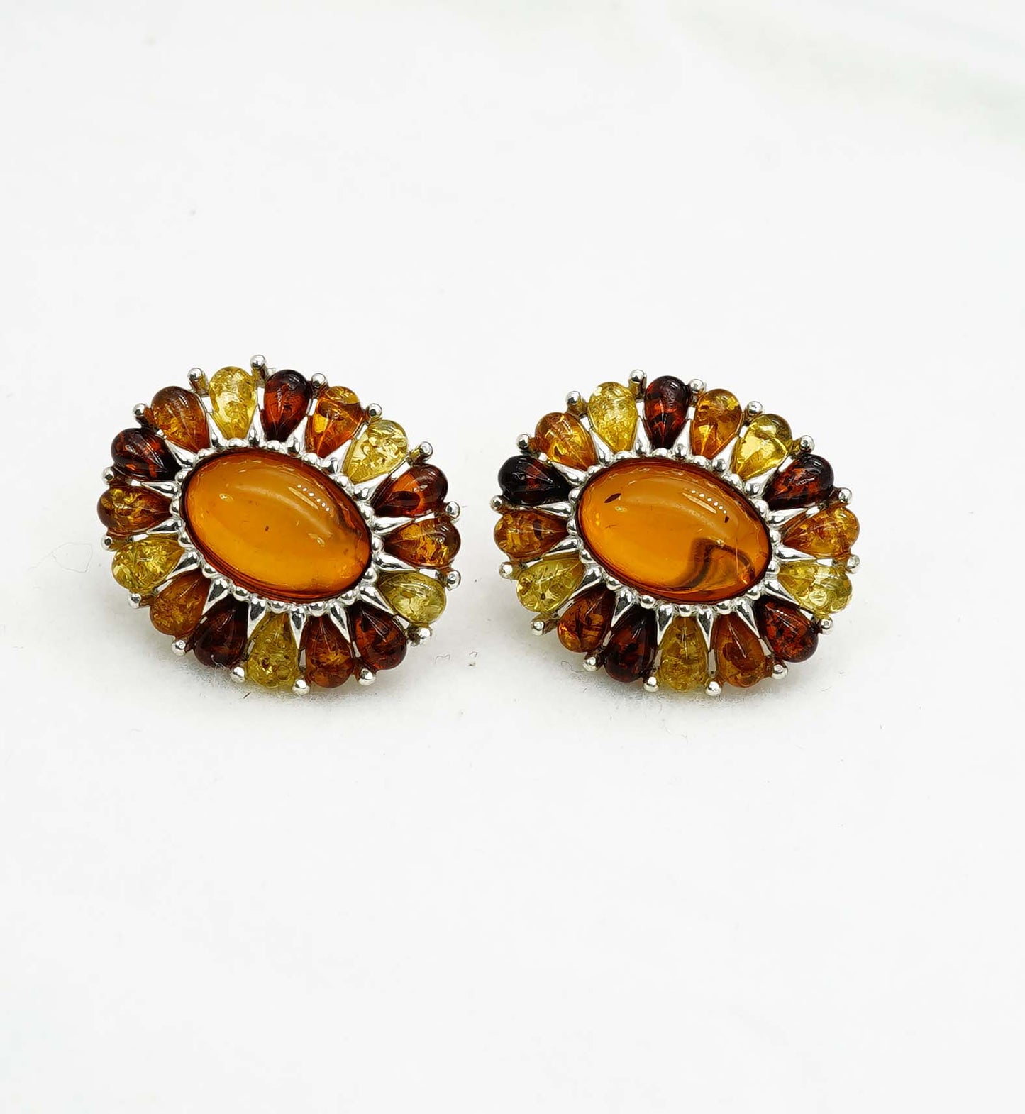 925 Solid Sterling Silver Natural Baltic Amber Hook Earring - 9 Grams