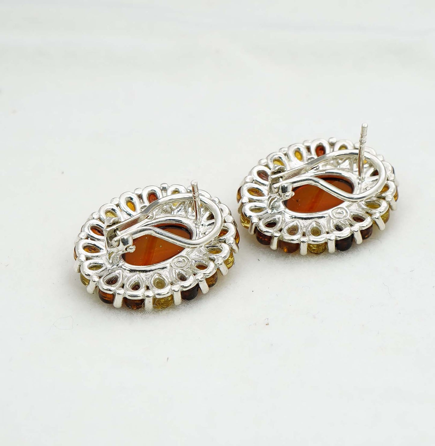 925 Solid Sterling Silver Natural Baltic Amber Hook Earring - 9 Grams