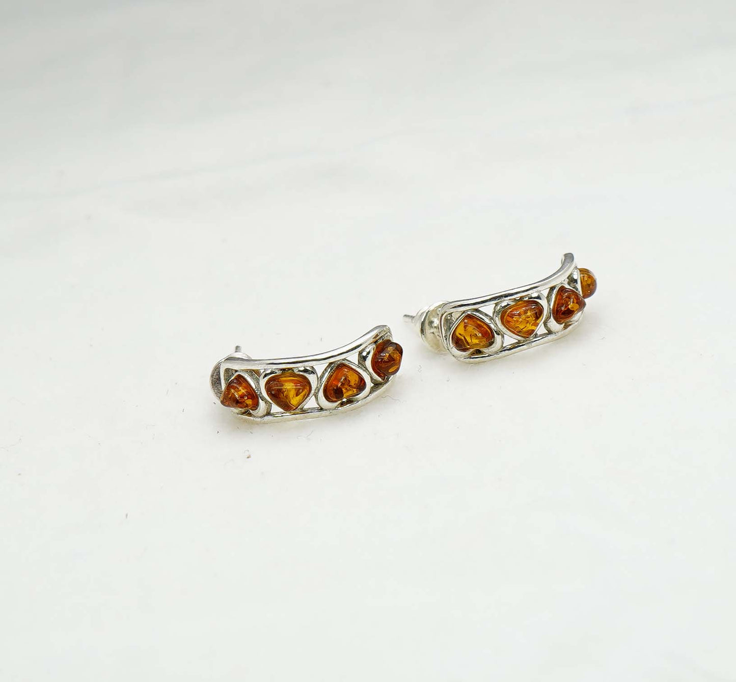 925 Solid Sterling Silver Natural Baltic Amber Hook Earring - 2.8 Grams