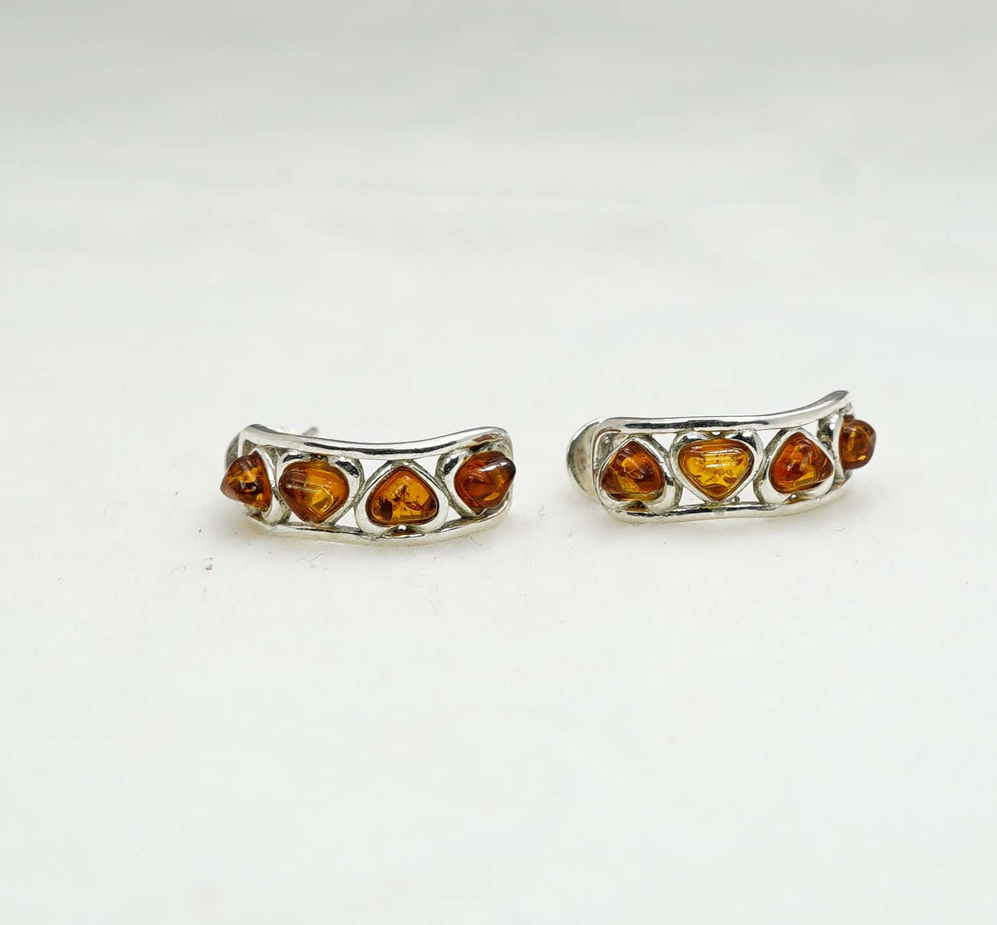925 Solid Sterling Silver Natural Baltic Amber Hook Earring - 2.8 Grams