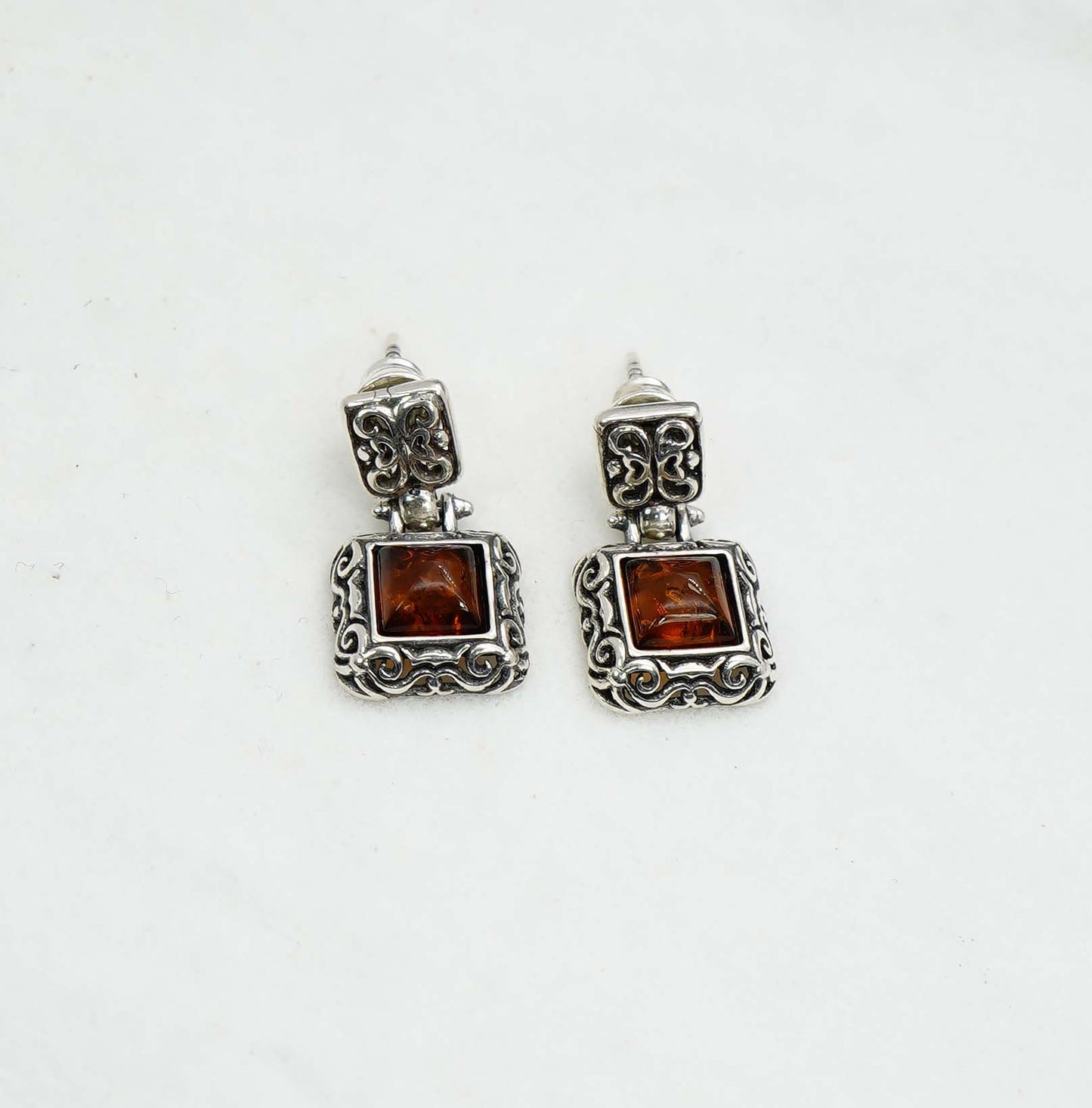 925 Solid Sterling Silver Natural Baltic Amber Hook Earring - 3.6 Grams
