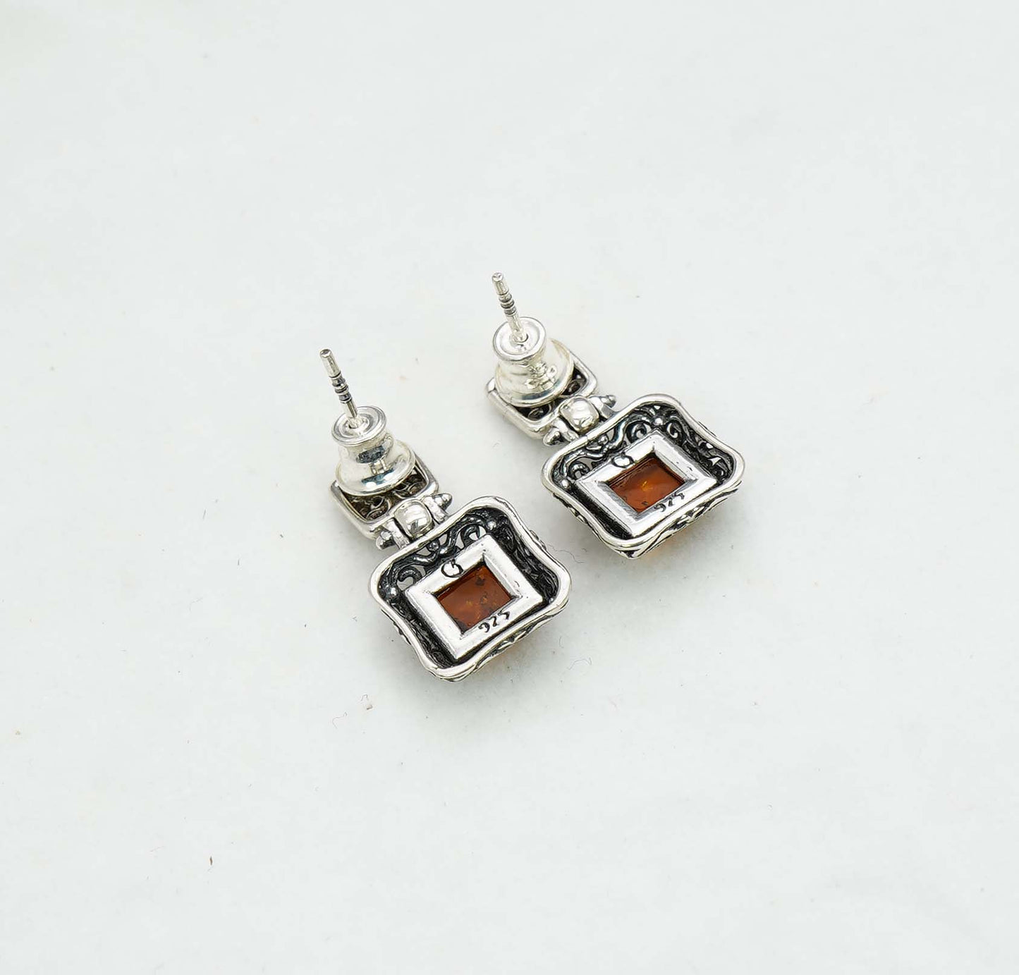 925 Solid Sterling Silver Natural Baltic Amber Hook Earring - 3.6 Grams