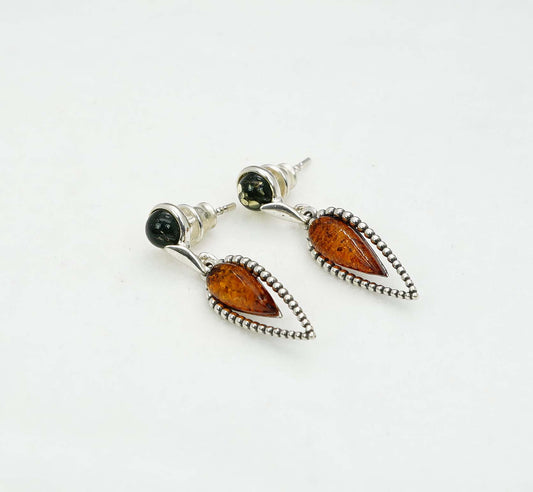925 Solid Sterling Silver Natural Baltic Amber Hook Earring - 3.2 Grams