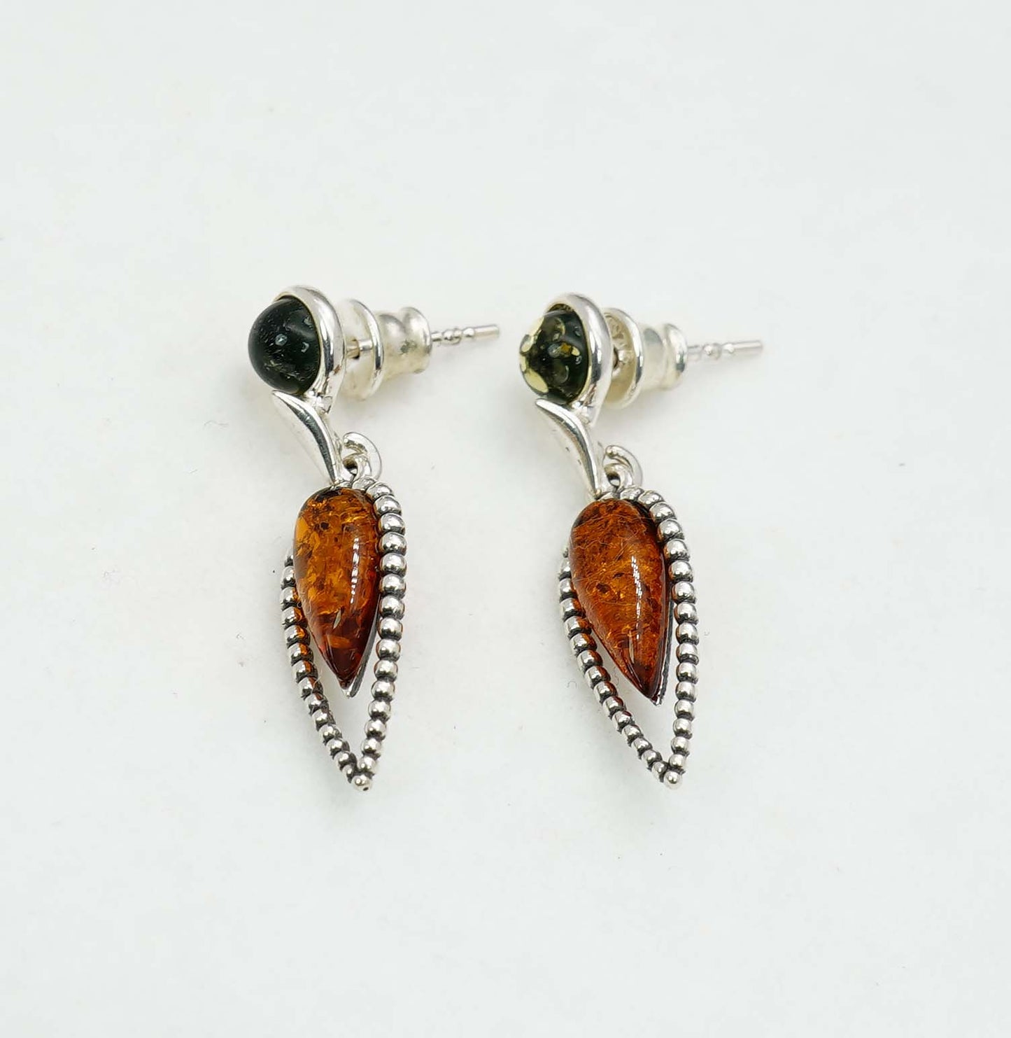 925 Solid Sterling Silver Natural Baltic Amber Hook Earring - 3.2 Grams