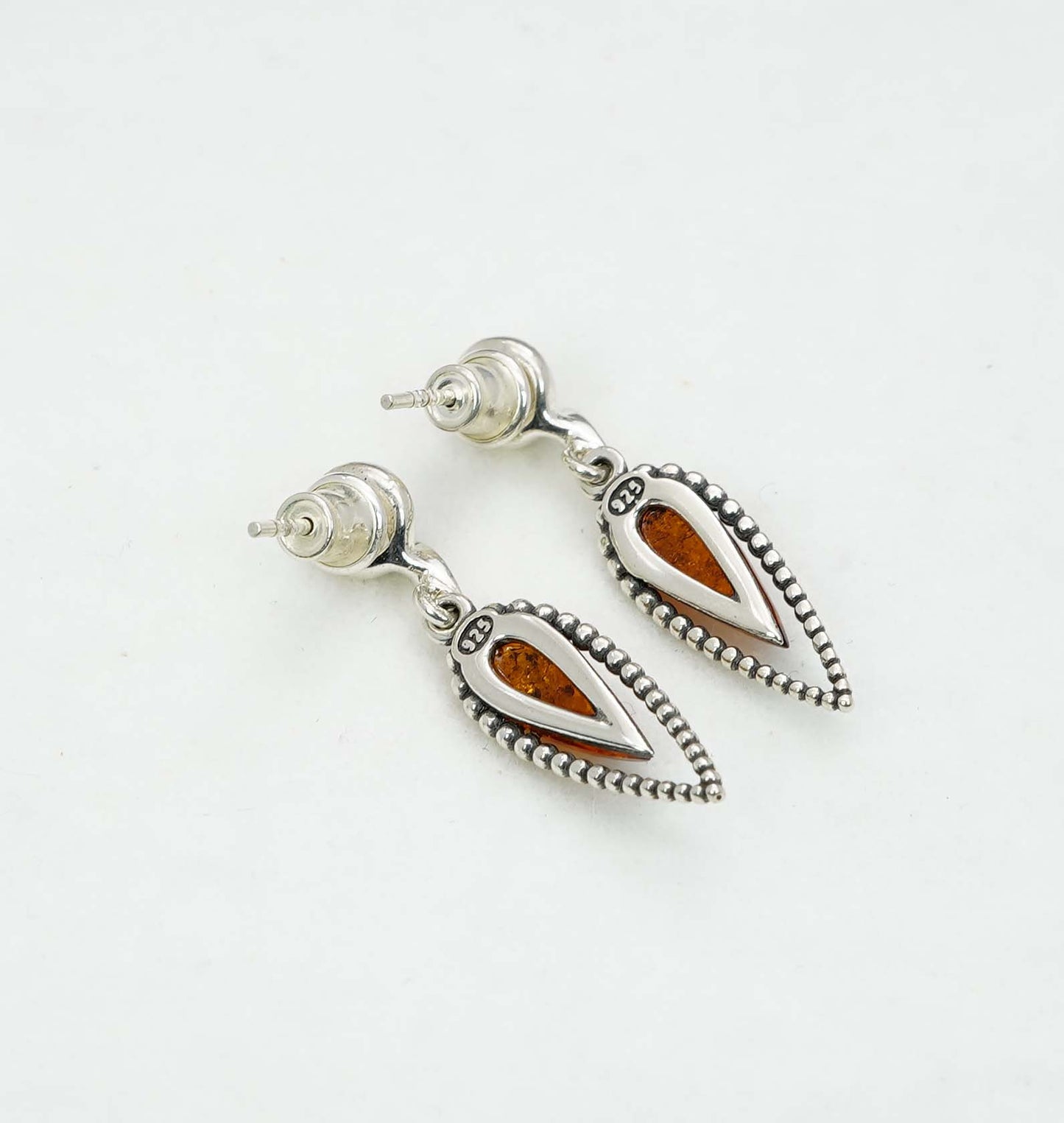 925 Solid Sterling Silver Natural Baltic Amber Hook Earring - 3.2 Grams