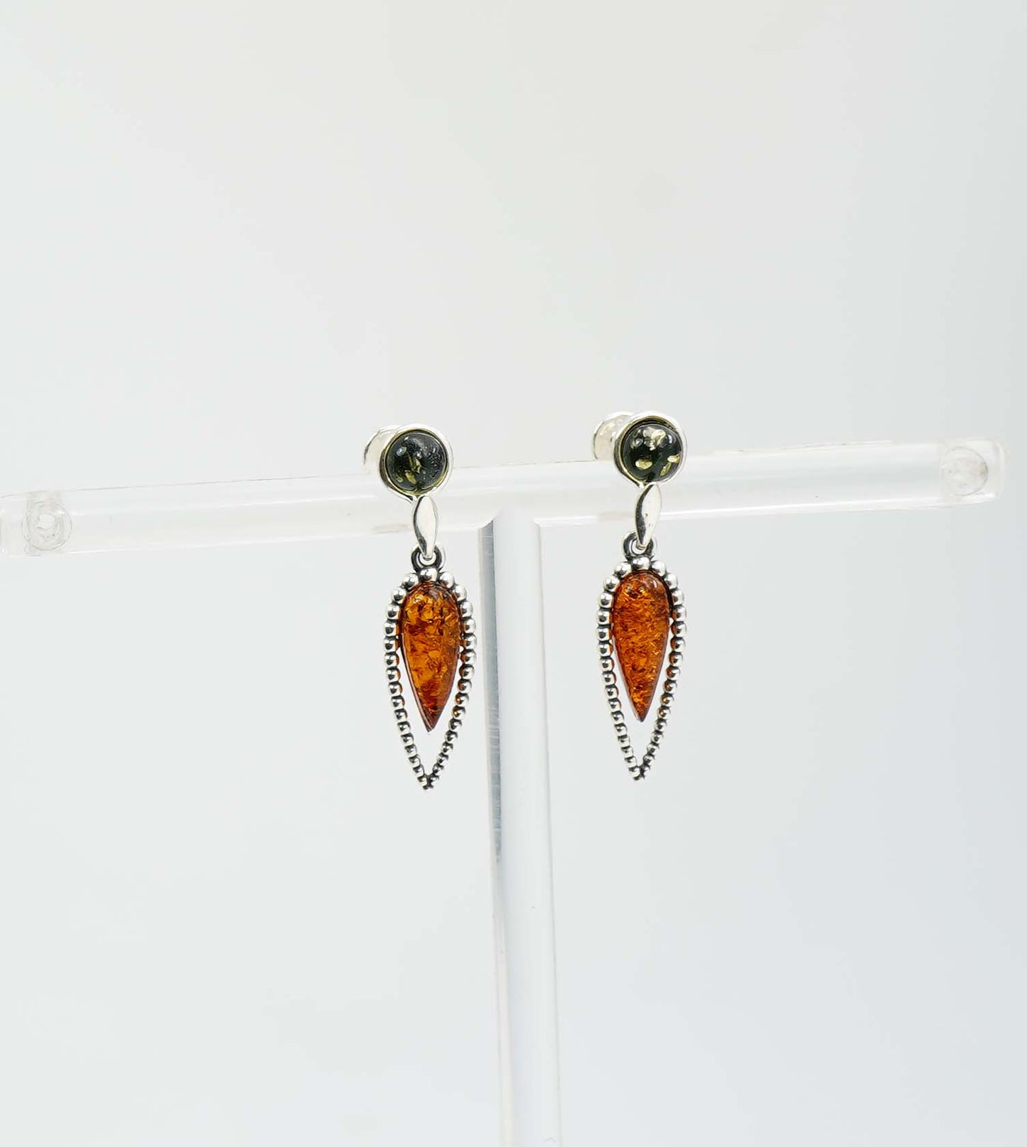 925 Solid Sterling Silver Natural Baltic Amber Hook Earring - 3.2 Grams