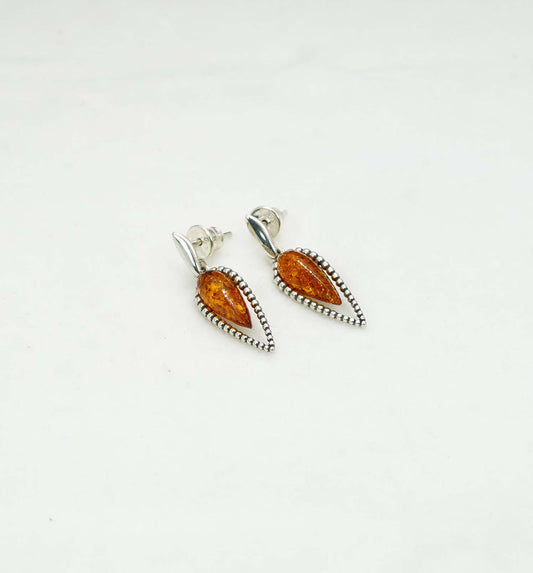 925 Solid Sterling Silver Natural Baltic Amber Hook Earring - 2.6 Grams