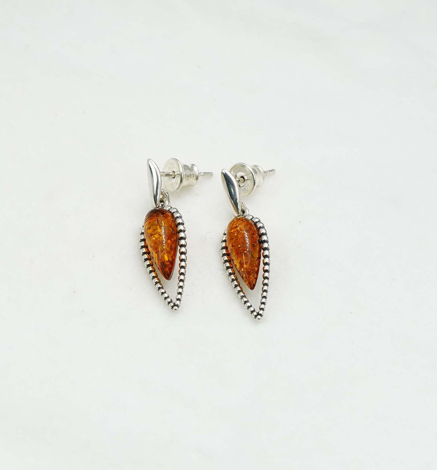 925 Solid Sterling Silver Natural Baltic Amber Hook Earring - 2.6 Grams