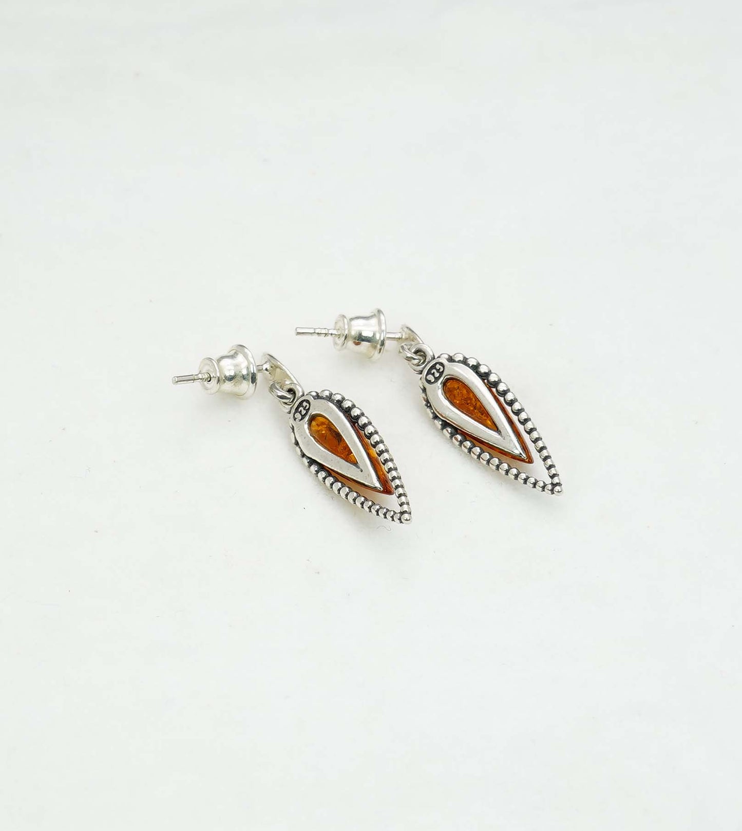 925 Solid Sterling Silver Natural Baltic Amber Hook Earring - 2.6 Grams