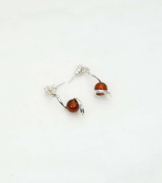 925 Solid Sterling Silver Natural Baltic Amber Hook Earring - 2.8 Grams