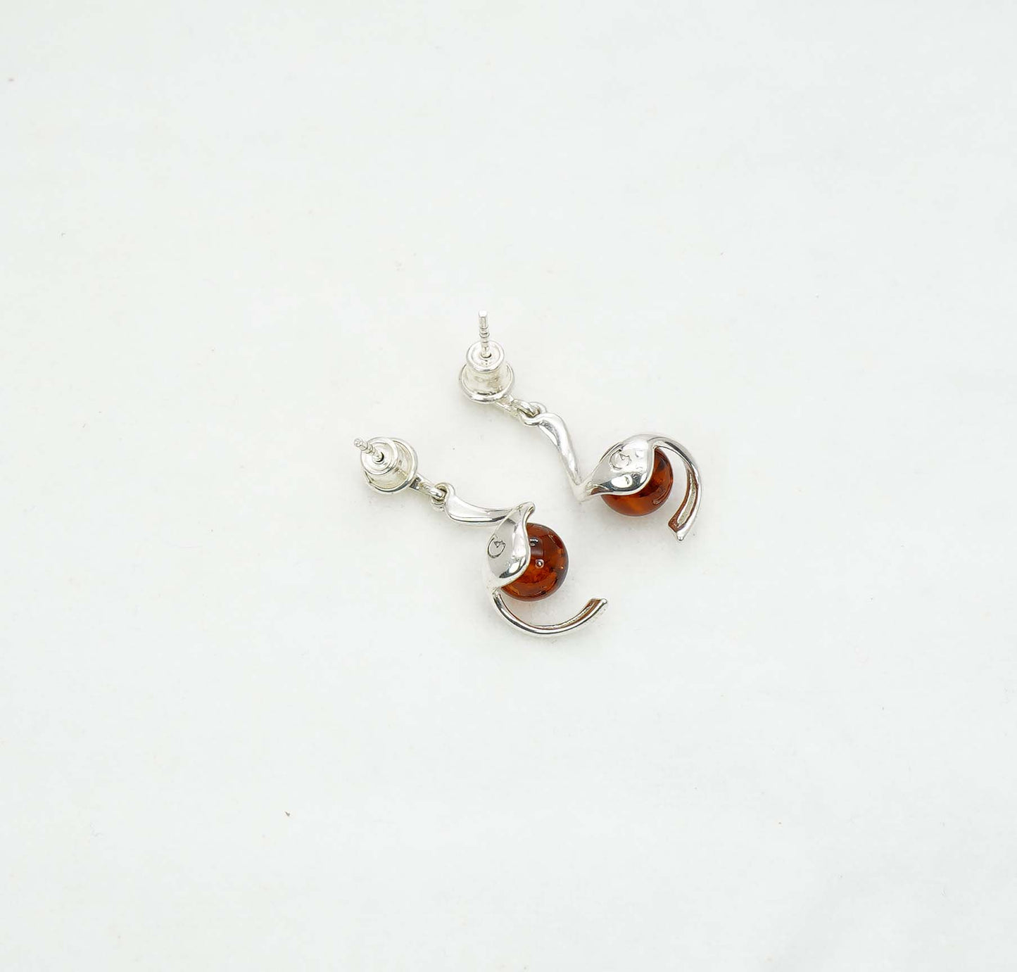 925 Solid Sterling Silver Natural Baltic Amber Hook Earring - 2.8 Grams