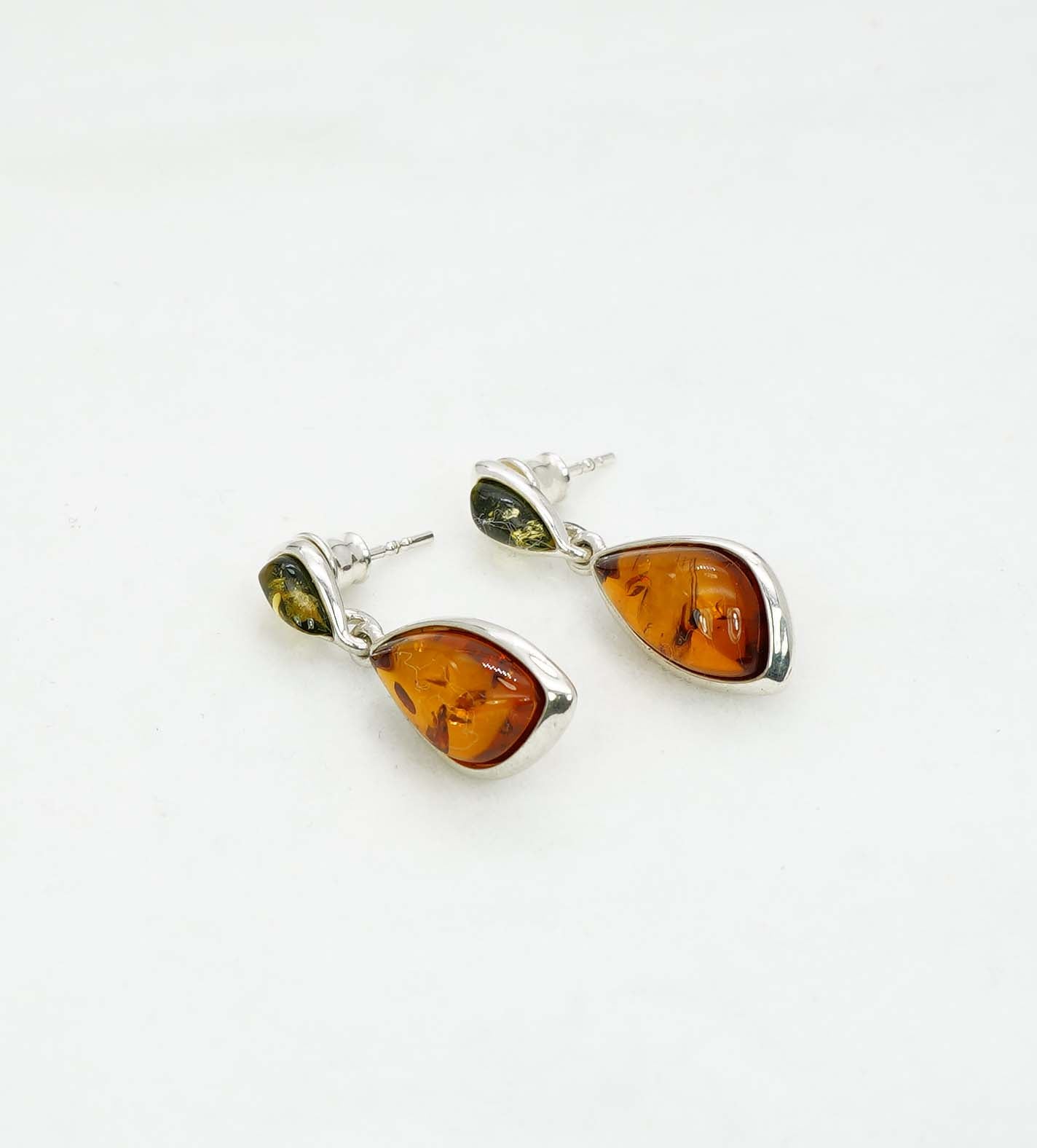 925 Solid Sterling Silver Natural Baltic Amber Hook Earring - 3.4 Grams