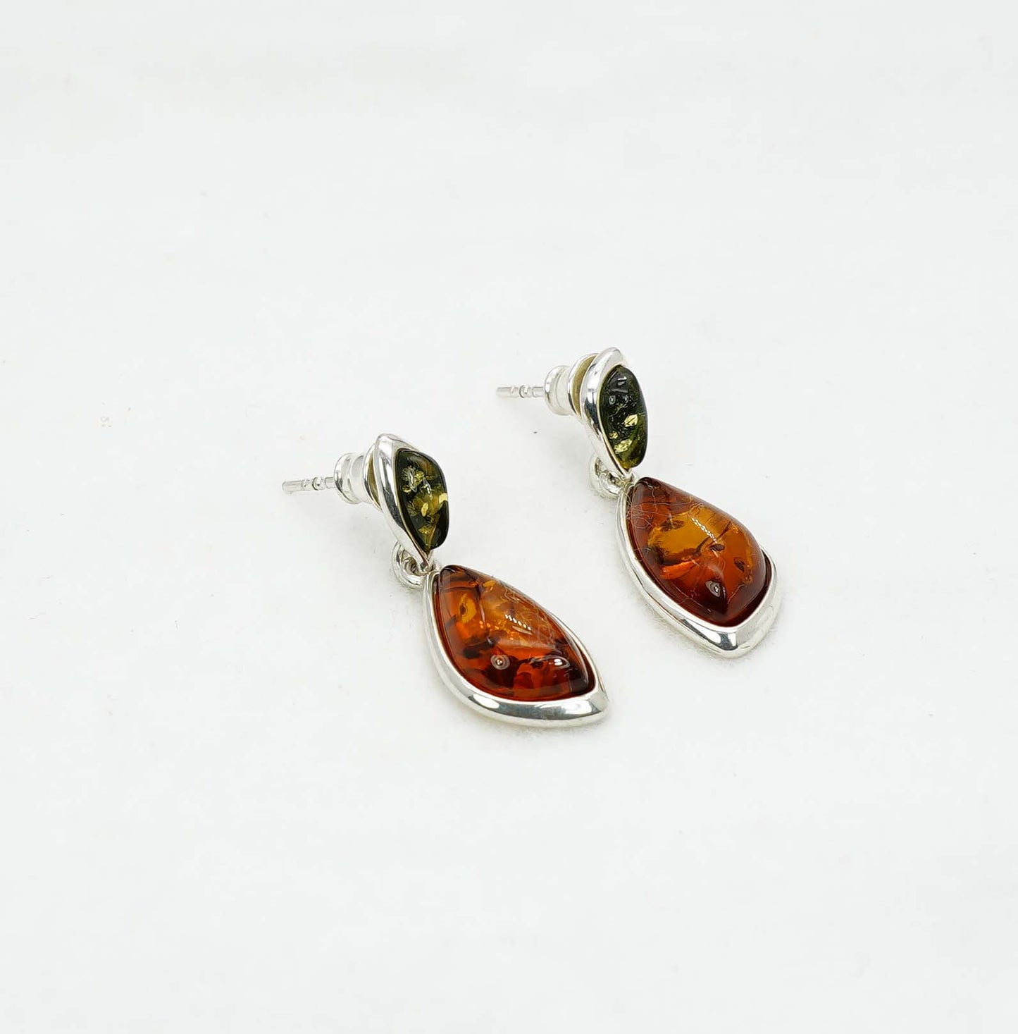925 Solid Sterling Silver Natural Baltic Amber Hook Earring - 3.4 Grams
