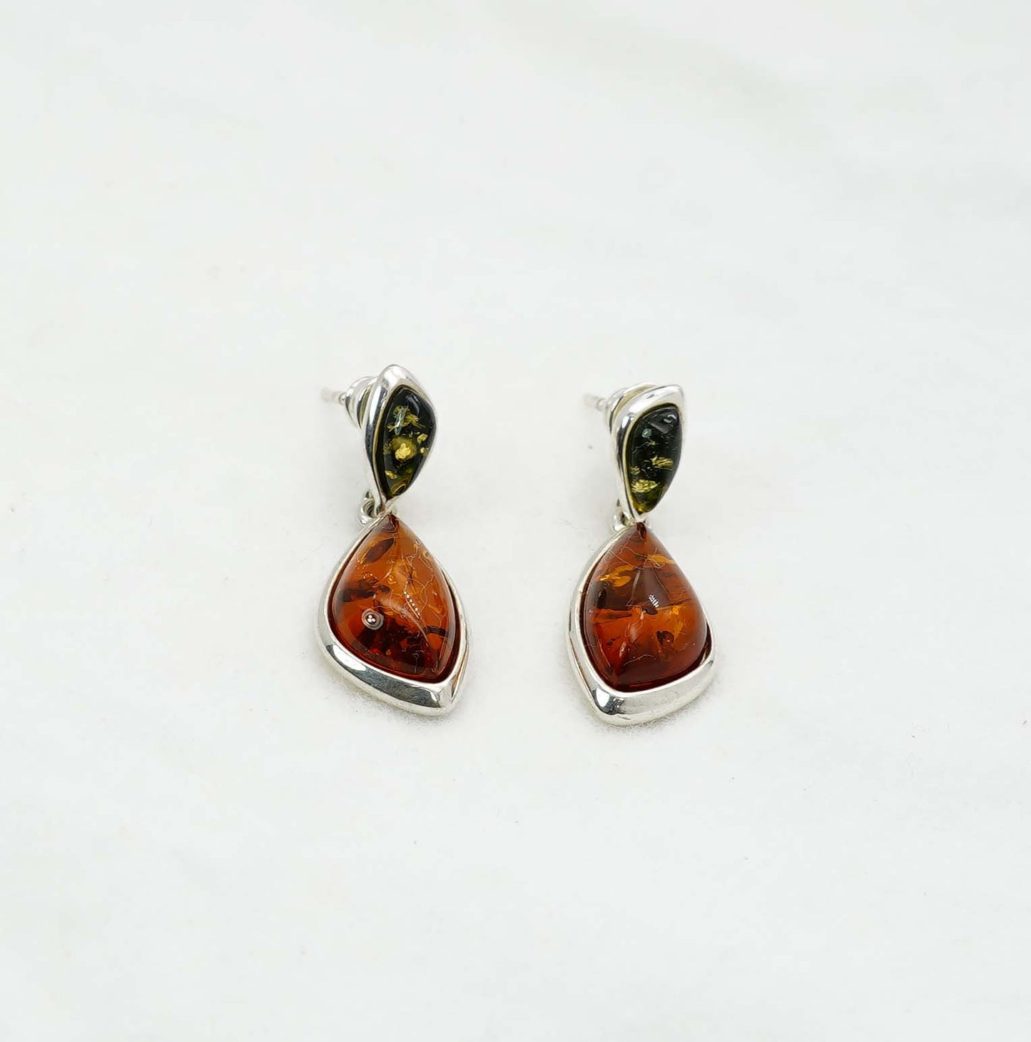 925 Solid Sterling Silver Natural Baltic Amber Hook Earring - 3.4 Grams