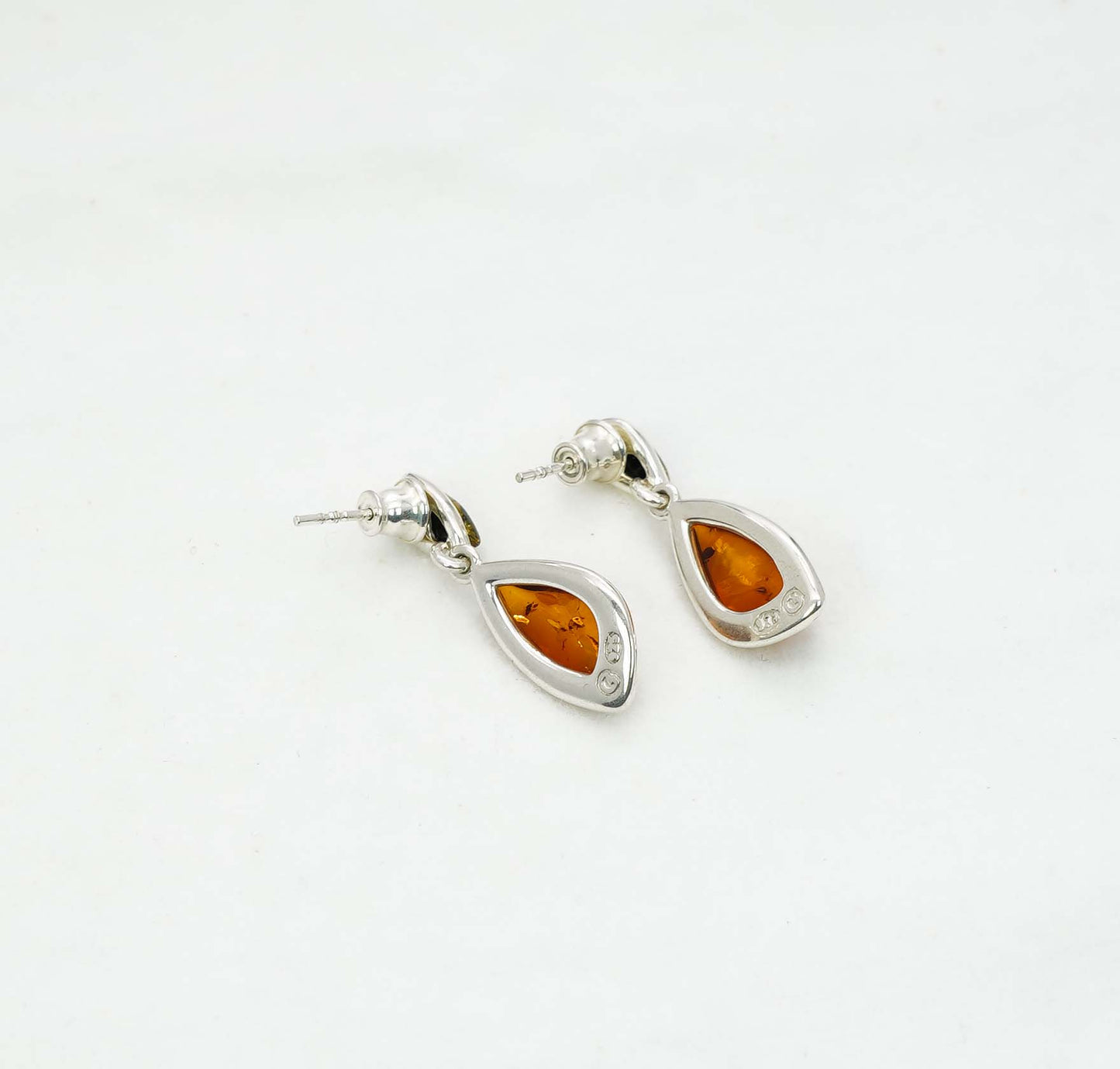 925 Solid Sterling Silver Natural Baltic Amber Hook Earring - 3.4 Grams