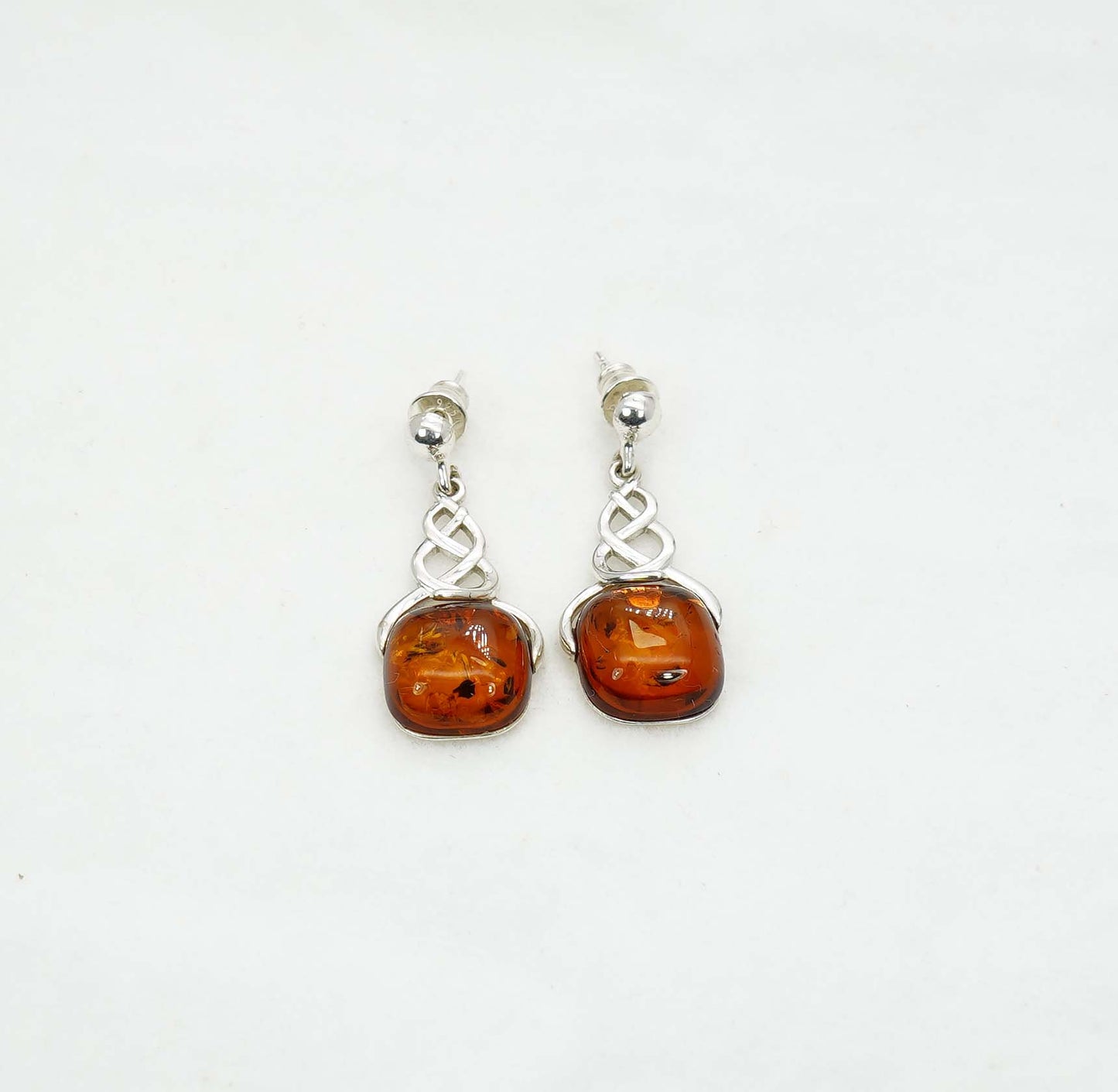 925 Solid Sterling Silver Natural Baltic Amber Hook Earring - 4.2 Grams