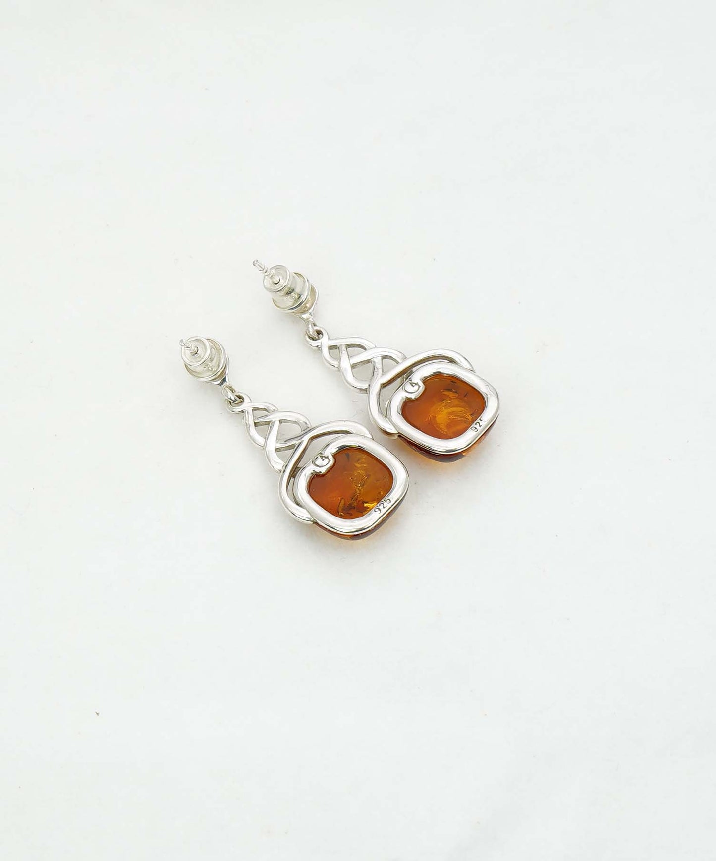 925 Solid Sterling Silver Natural Baltic Amber Hook Earring - 4.2 Grams
