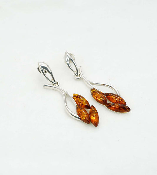 925 Solid Sterling Silver Natural Baltic Amber Hook Earring - 5.5 Grams