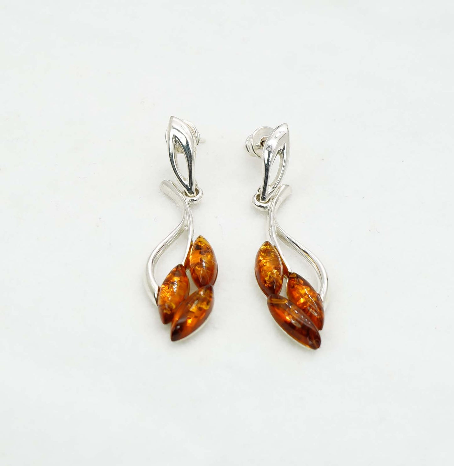 925 Solid Sterling Silver Natural Baltic Amber Hook Earring - 5.5 Grams
