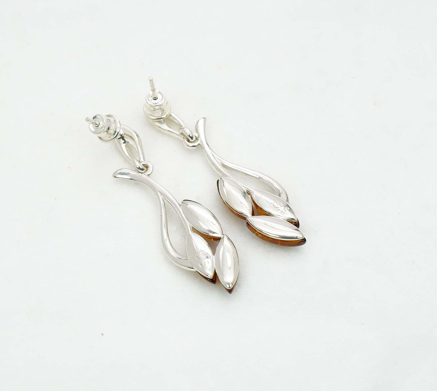 925 Solid Sterling Silver Natural Baltic Amber Hook Earring - 5.5 Grams