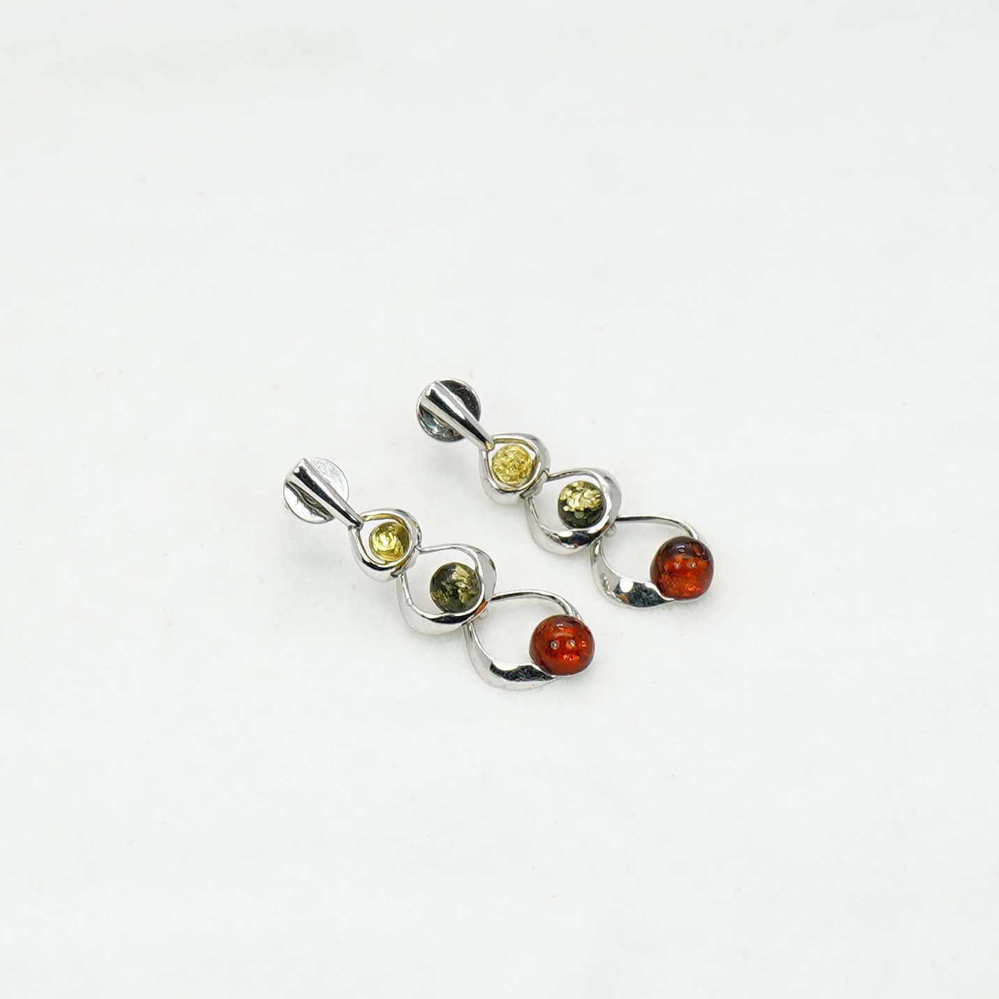 925 Solid Sterling Silver Natural Baltic Amber Hook Earring - 2.8 Grams