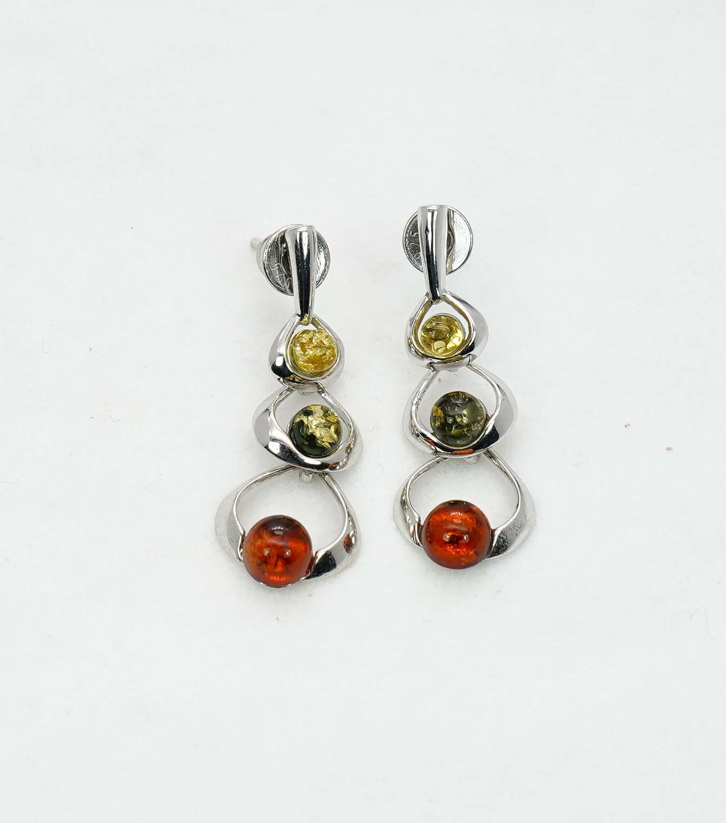 925 Solid Sterling Silver Natural Baltic Amber Hook Earring - 2.8 Grams