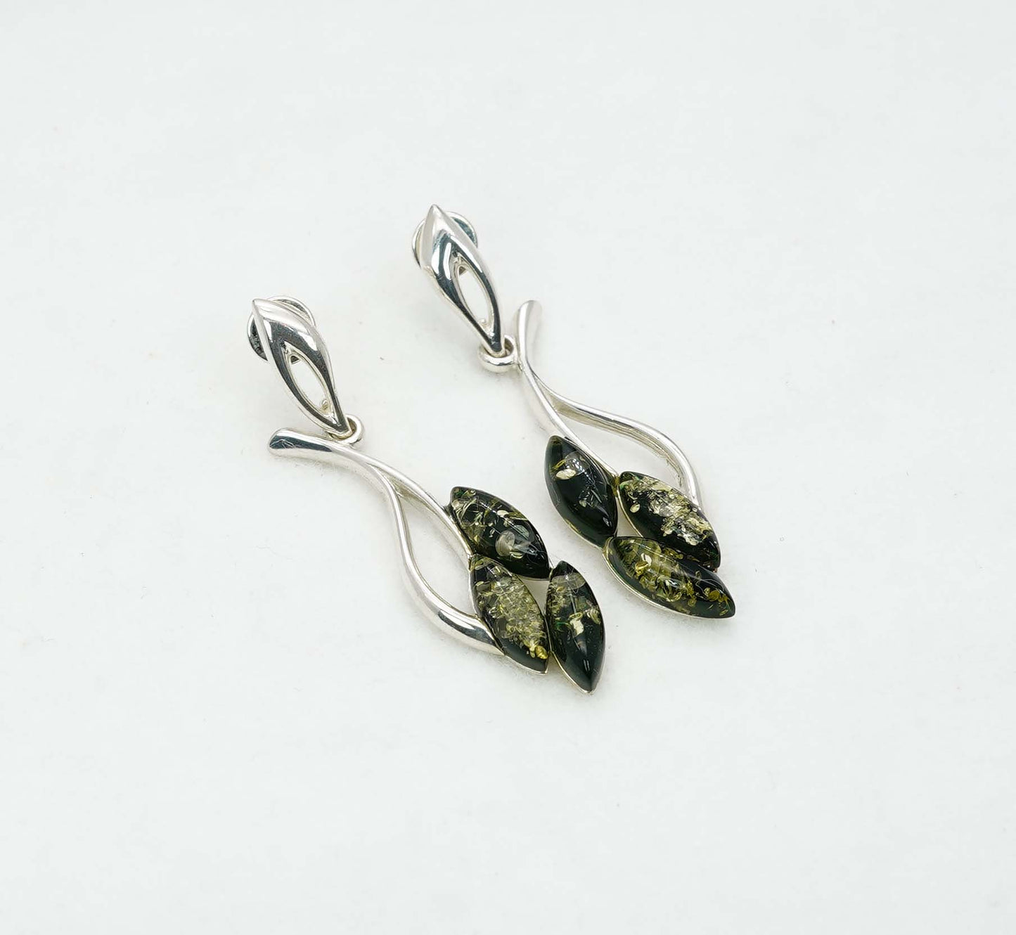 925 Solid Sterling Silver Natural Baltic Amber Hook Earring - 5.8 Grams