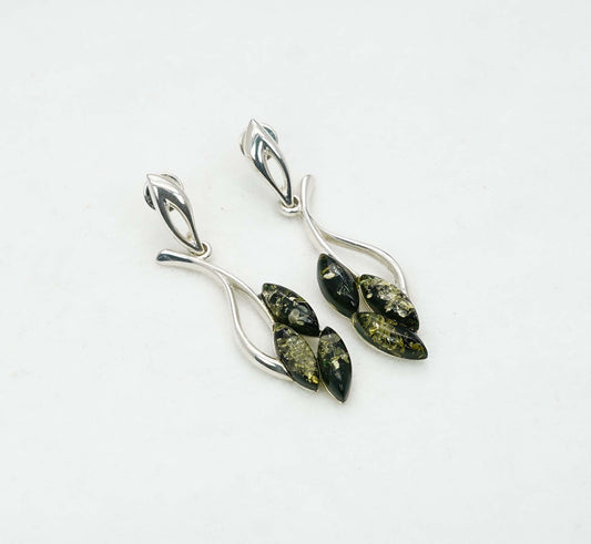 925 Solid Sterling Silver Natural Baltic Amber Hook Earring - 5.8 Grams