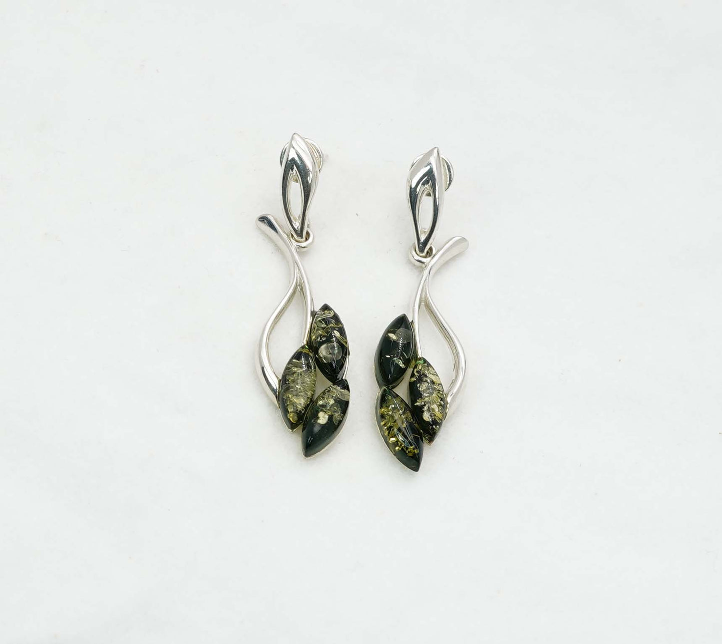 925 Solid Sterling Silver Natural Baltic Amber Hook Earring - 5.8 Grams