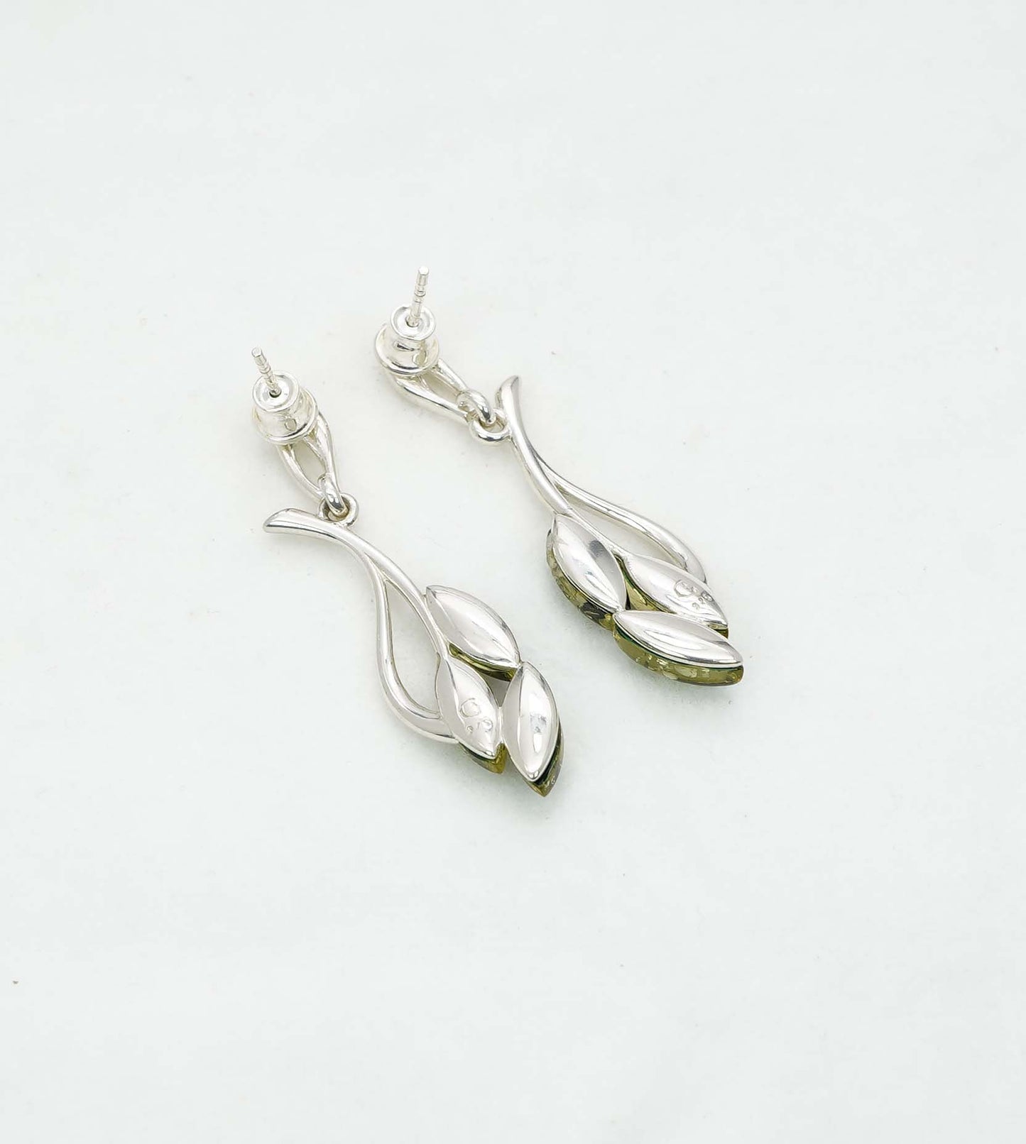925 Solid Sterling Silver Natural Baltic Amber Hook Earring - 5.8 Grams