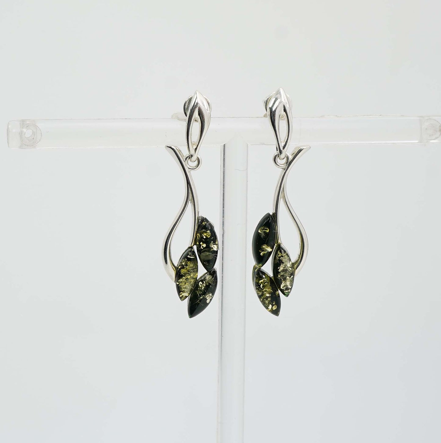 925 Solid Sterling Silver Natural Baltic Amber Hook Earring - 5.8 Grams