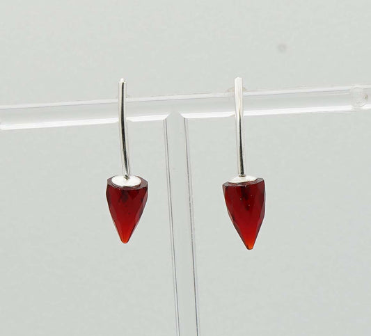 925 Solid Sterling Silver Faceted Drop Wire Earring - 4.6 Grams