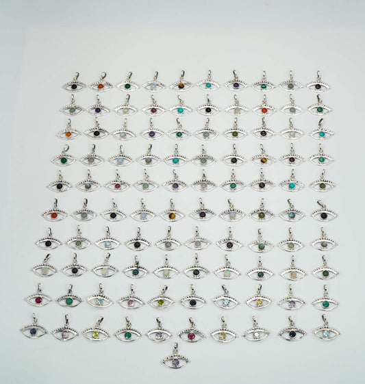 Wholesale 925 101PC Sterling Silver Amethyst Mixstone Eye Style Pendant Lot