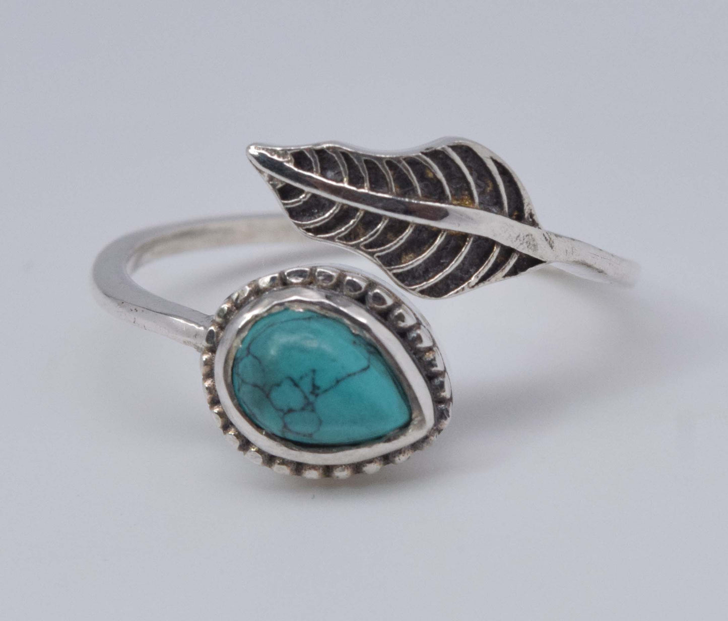 925 Sterling Silver Feather Adjustable  Ring - 3 gram