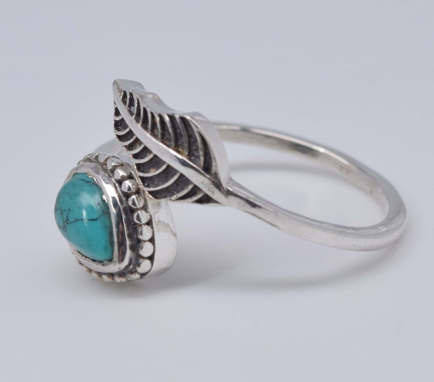 925 Sterling Silver Feather Adjustable  Ring - 3 gram