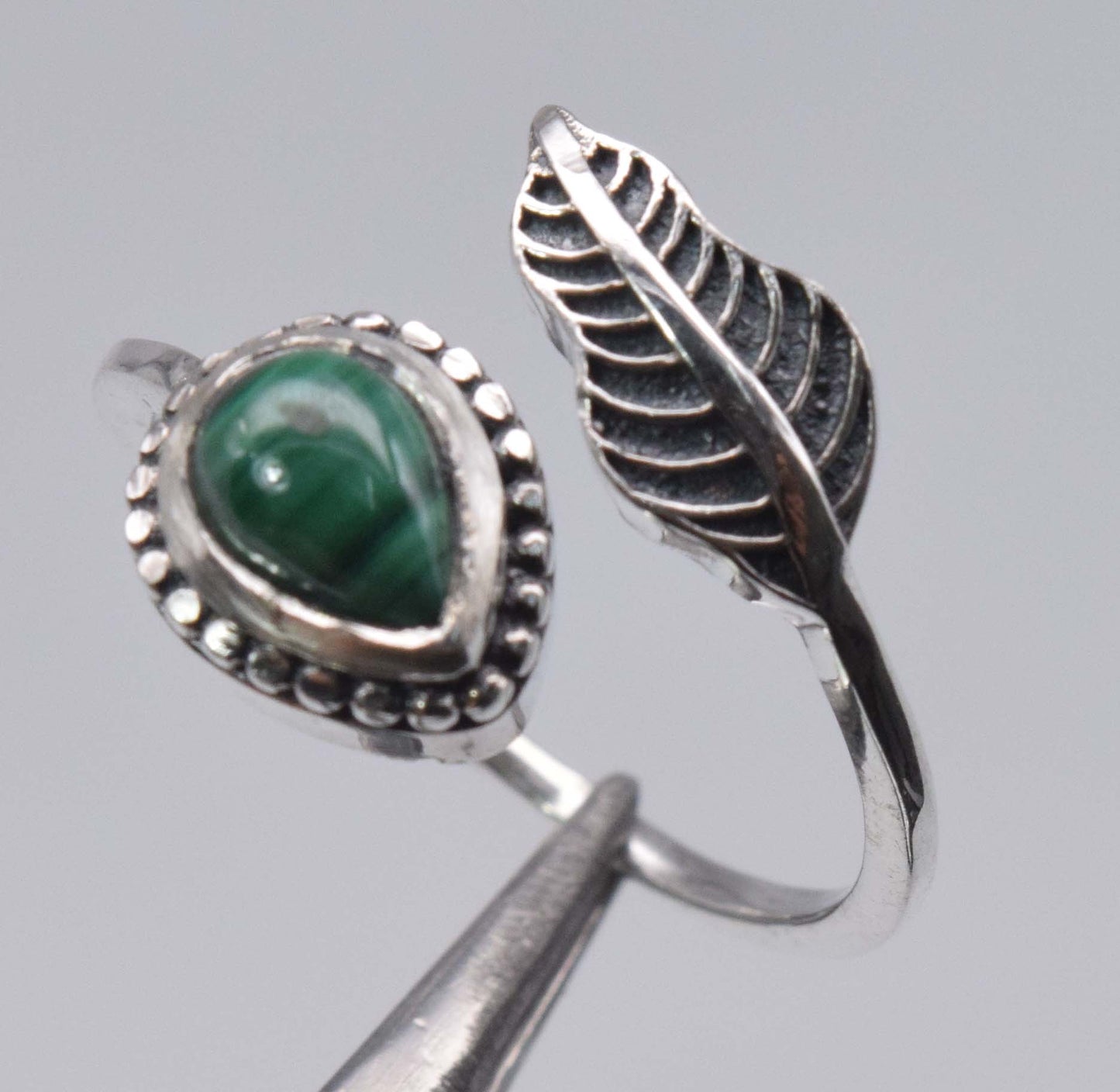 925 Sterling Silver Feather Adjustable  Ring - 3 gram